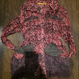 Lloyd Williams Lace Button-Up Blouse